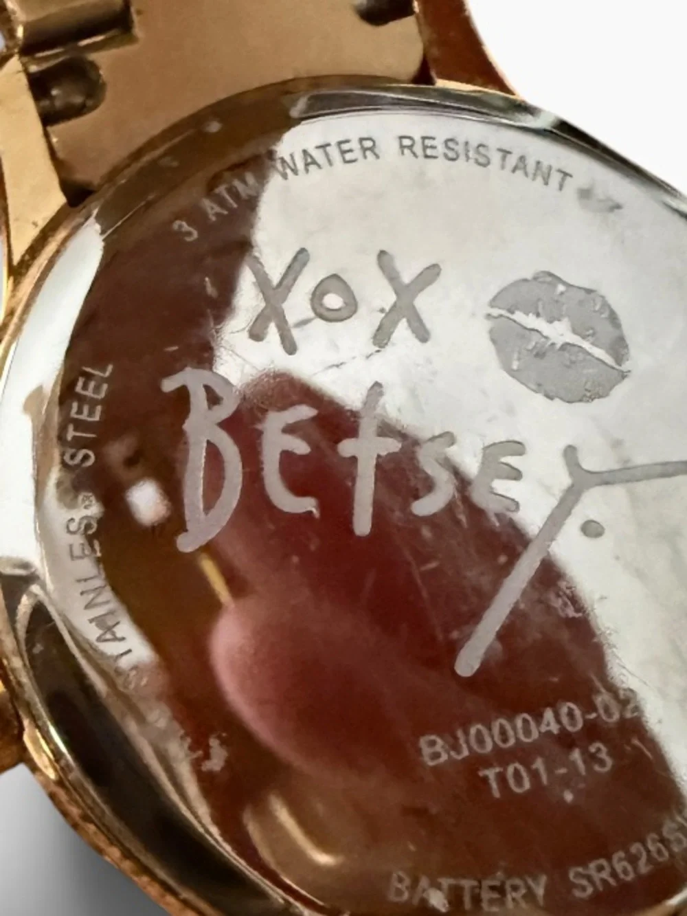 Betsey Johnson Gold Tone Oversized Spiral Number Dial Bracelet Watch
